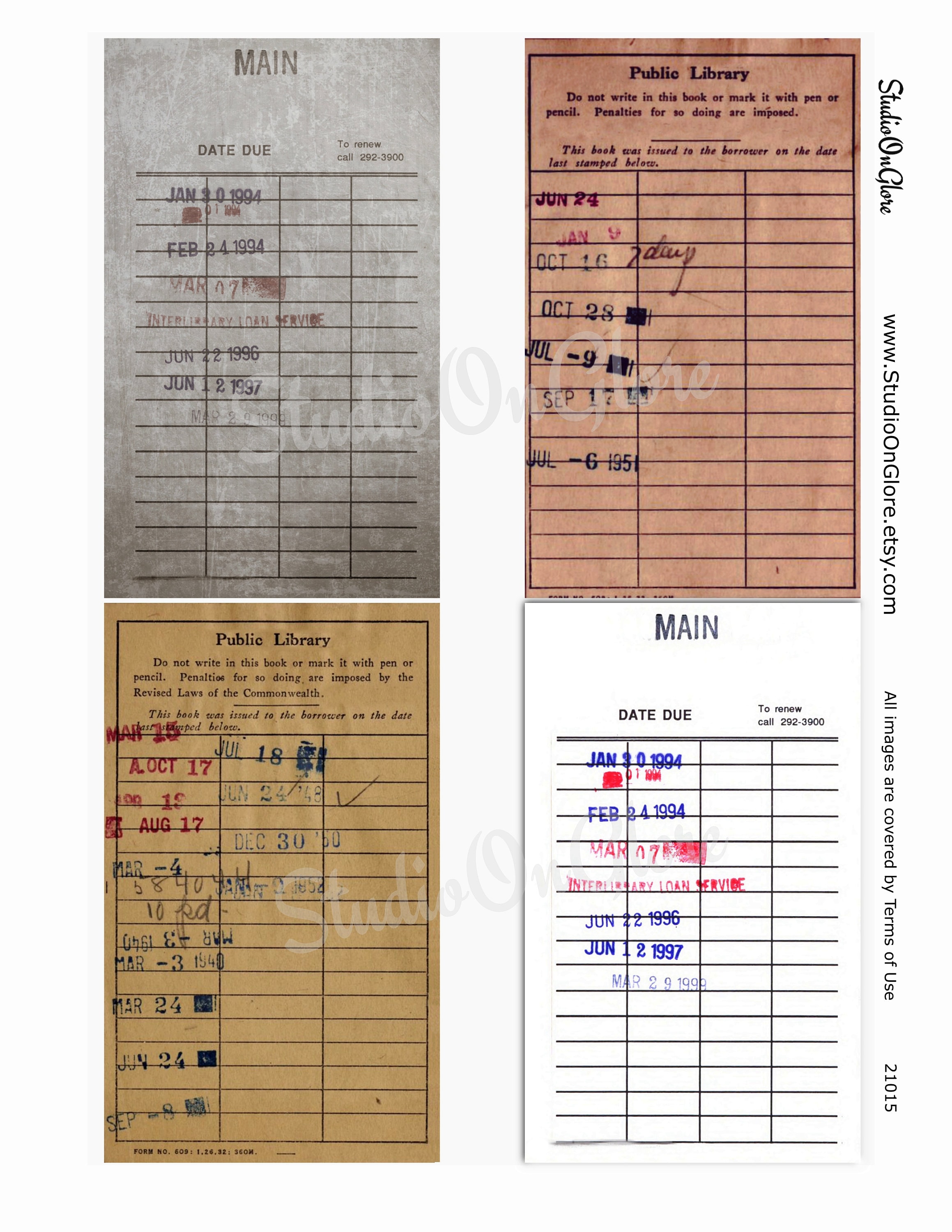 Antique Library Card Kit. Vintage Used & Blank Library Cards, Words ...