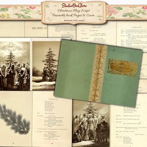 Antik jullek-ephemera | Digitalt papperspaket med 10 ark | Lekmanusbok | Skräpjournalkit, scrapbookpapper, korttillverkning, decoupage