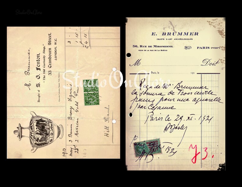 4 vintage receipts printable images handwritten invoice etsy