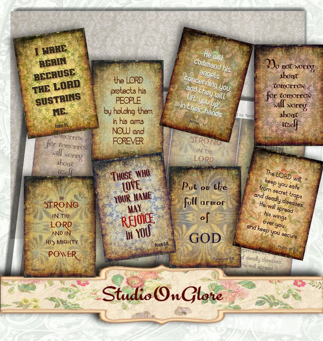 BIBLE VERSES: Printable Download Scripture Art 2.5"x3.5" ACEO Cards ...