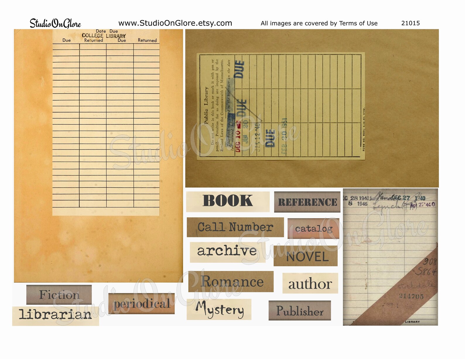 Antique Library Card Kit. Vintage Used & Blank Library Cards, Words ...
