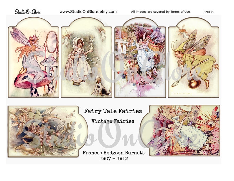 6 Vintage Fairy Tale Fairies Printable Collage Sheet for - Etsy