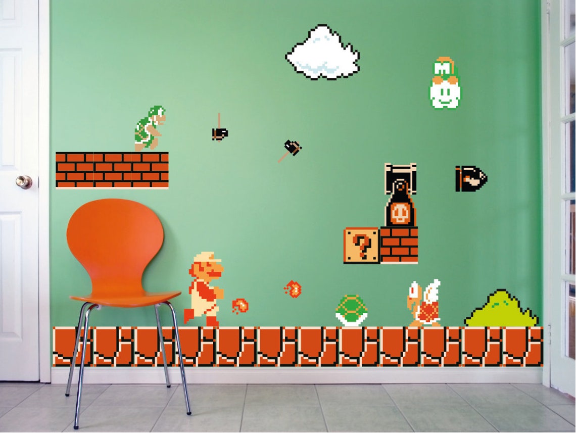 Super Mario decal Nintendo wall decal Super Mario bros sticker Etsy
