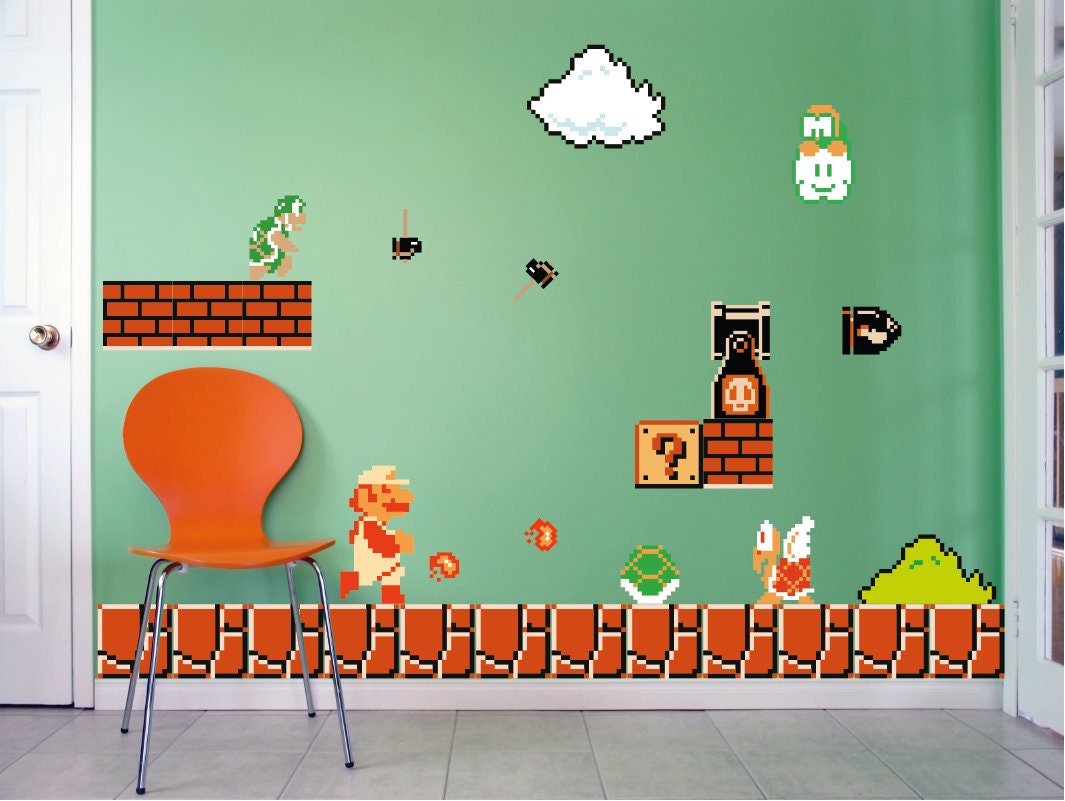Super Mario decal Nintendo wall decal Super Mario bros sticker | Etsy