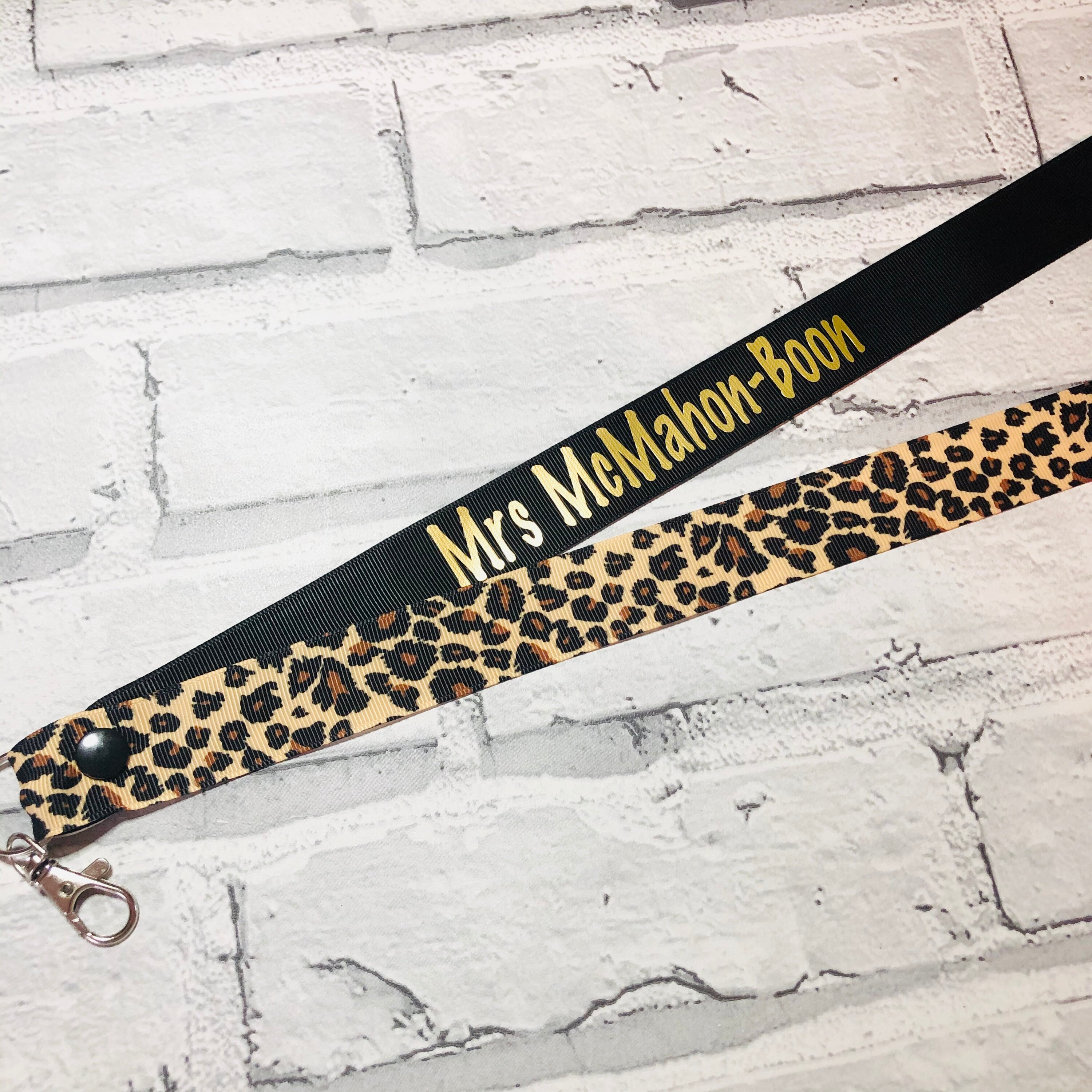 Personalised lanyard leopard print - Teacher, Nurse, Doctor, Midwife,…