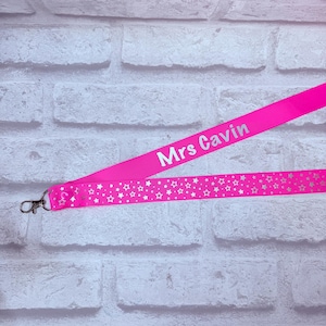 Silver Star Print Personalised Lanyard - Teacher Lanyard, Custom School Lanyard, Teacher Gift, Nursery Gift, Friend, End of Term, Keys