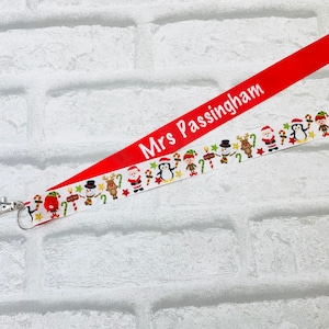 Christmas friends Personalised Lanyard - Custom Made To Order, Handmade Teacher School Work Gift ID Card Holder Personalized
