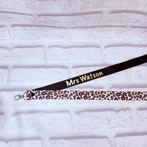 Leopard Print Personalised Lanyard - Teacher Lanyard, Custom School Lanyard, Teacher Gift, Nursery Gift, Friend, End of Term