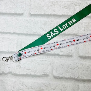 Heartbeat ECG Print Personalised Lanyard - Medical Lanyard, Custom Lanyard, Nurse Gift, Doctor Gift, Friend, Hospital, CSW, NHS safe