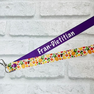 Rainbow Fruit Dietitian Personalised Lanyard - Teacher Lanyard, Custom School Lanyard, Teacher Gift, Nursery Gift, Friend, End of Term