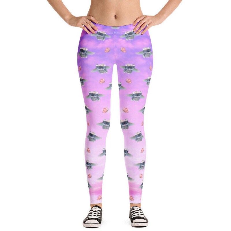 Pink Cute Cat Print Women's Leggings