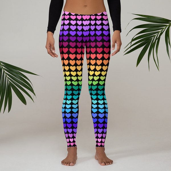 Yoga leggings -2- ELLIE LOVE rainbow pink - Bold heart print main image 1