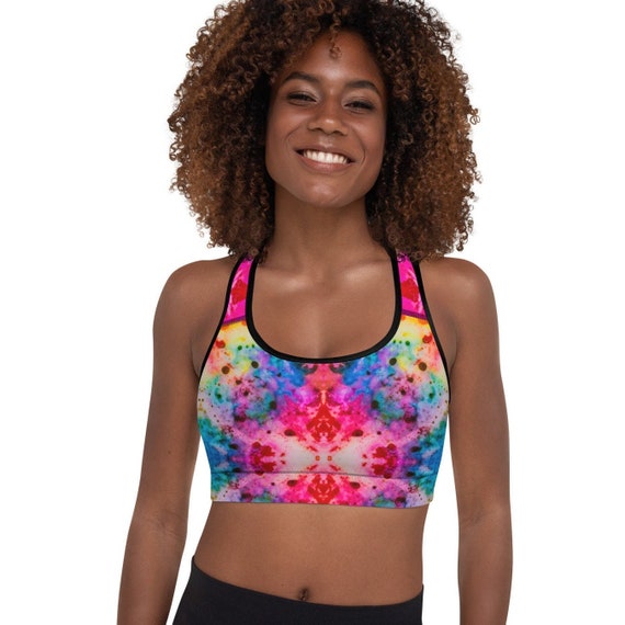 Rainbow Ripple Bright and Colorful High Quality Padded Sports Bra