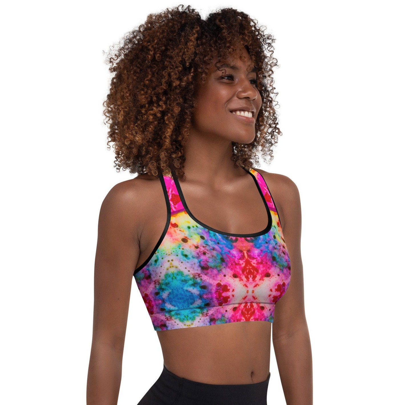 Rainbow Ripple Bright and Colorful High Quality Padded Sports Bra for  Matching Yoga Leggings Set 