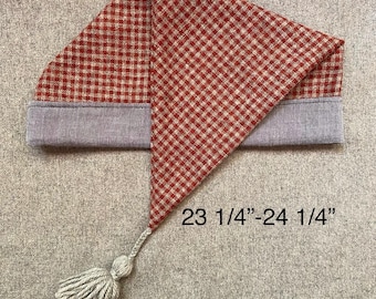 Red Check Wool & Cotton Hand-Stitched Sleeping Cap