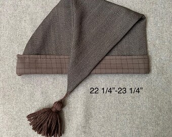 Brown Wool & Cotton Hand-Stitched Sleeping Cap