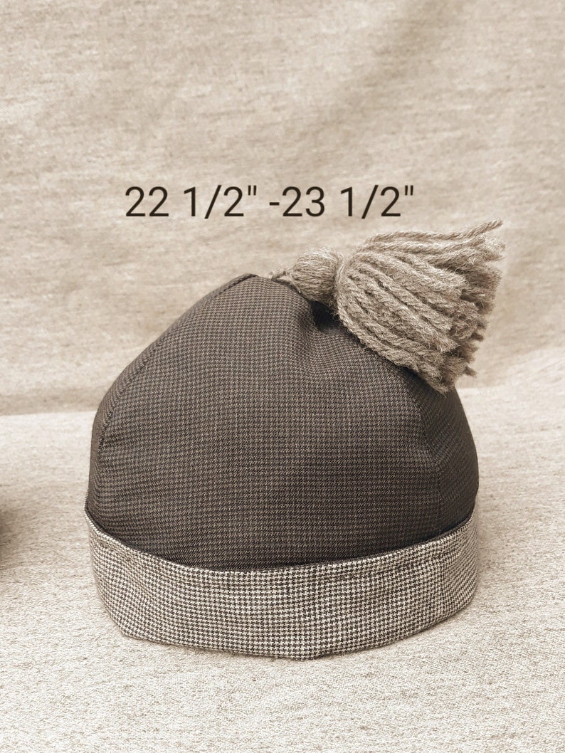 Brown Wool & Cotton Hand-Finished Round Cap image 1