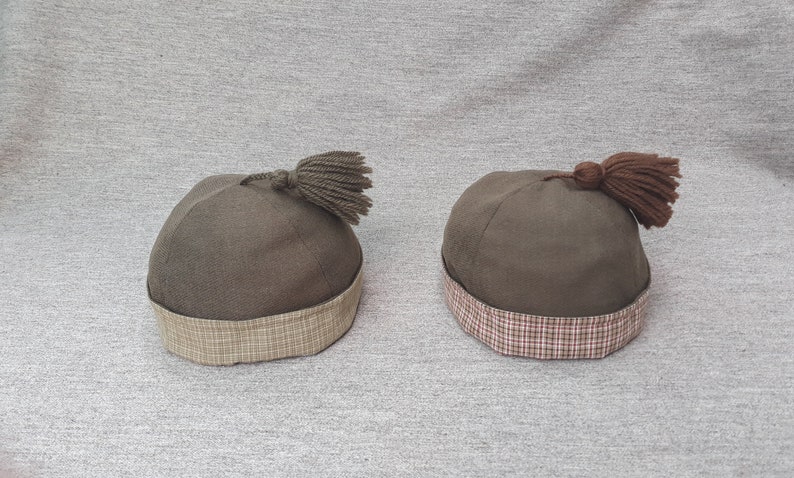 Brown Wool & Cotton Hand-Finished Round Cap image 2