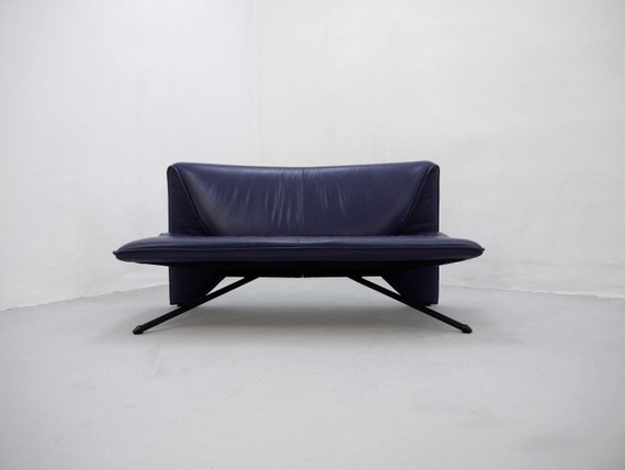 Vintage Purple Leather Sofa Loveseat Postmodern 1980s Design Etsy
