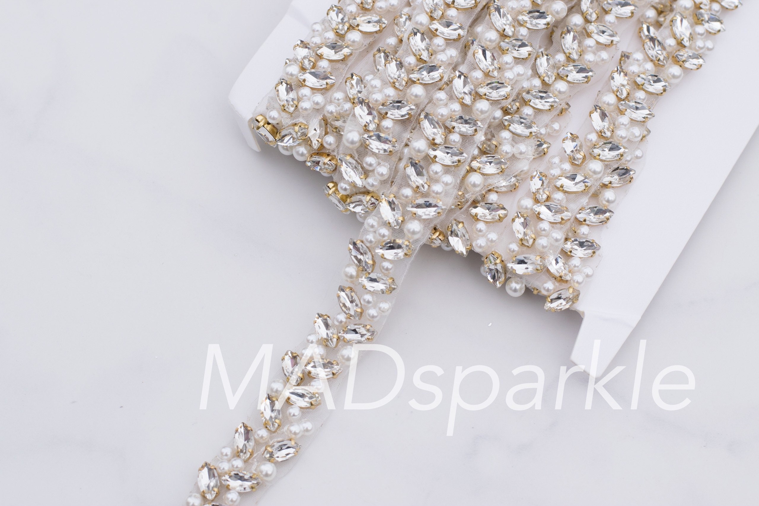 GOLD SILVER INTRICATE FLORAL RHINESTONE TRIM 