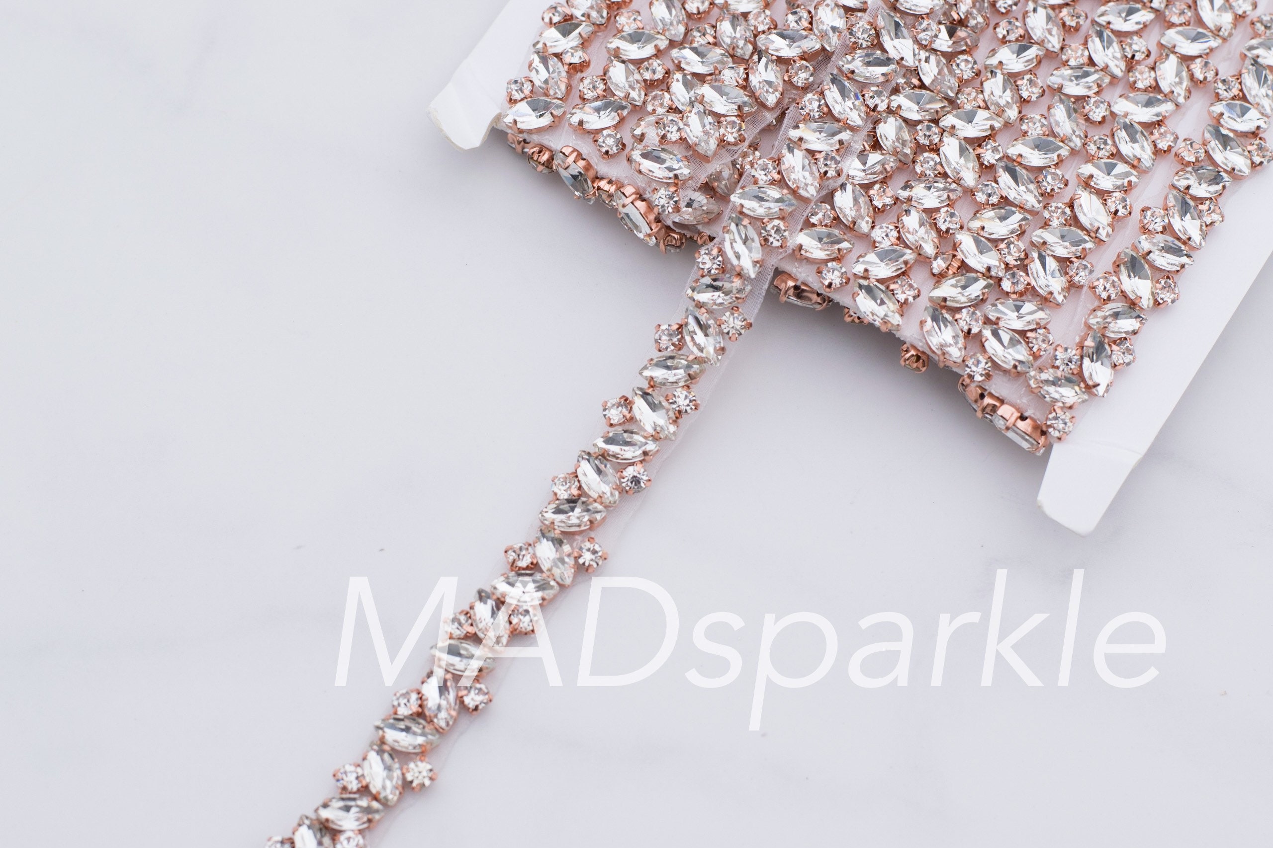 Rhinestone Trim by the Yard Thin Bridal Trim Luxury Silver Etsy