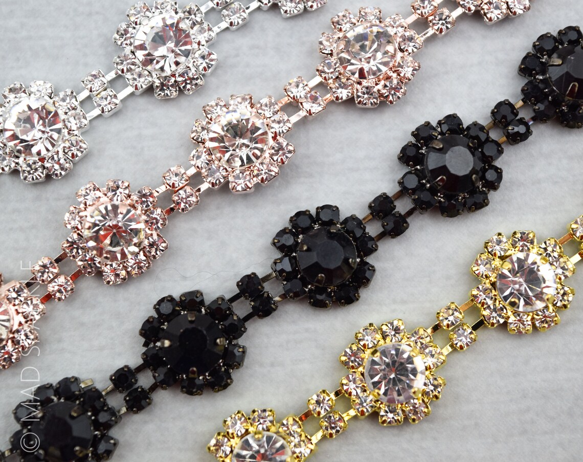 Rose Gold Rhinestone Trim by the Yard Bridal Trim Luxury Etsy