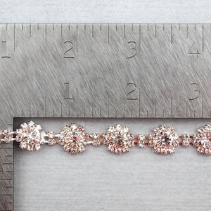 Rose Gold Rhinestone Trim by the yard, bridal trim, luxury rhinestone banding, rhinestone metal trim, rose gold Applique/M024 image 3