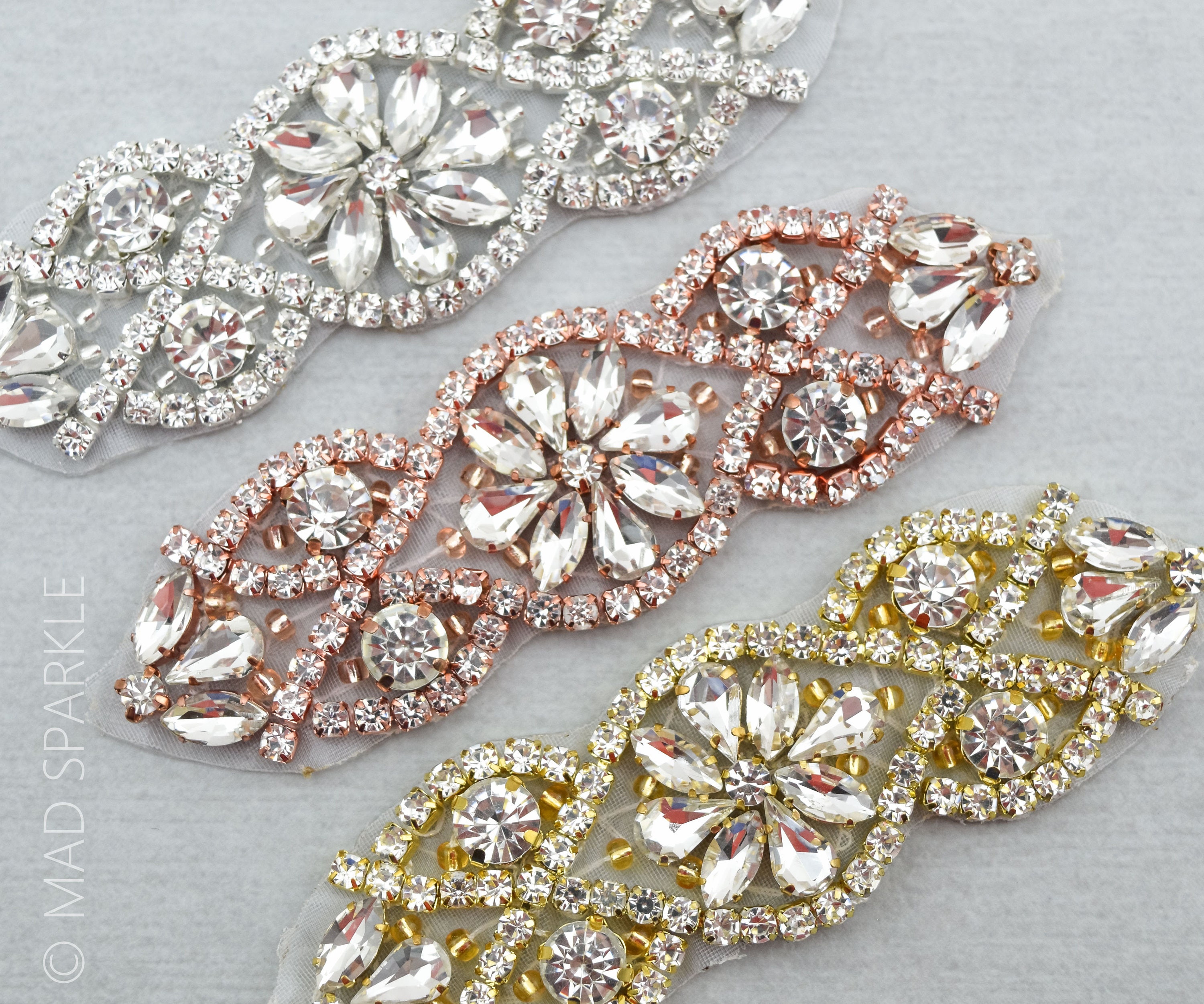 Rose Gold Rhinestone Applique Crystal Motif Hotfix Applique Etsy