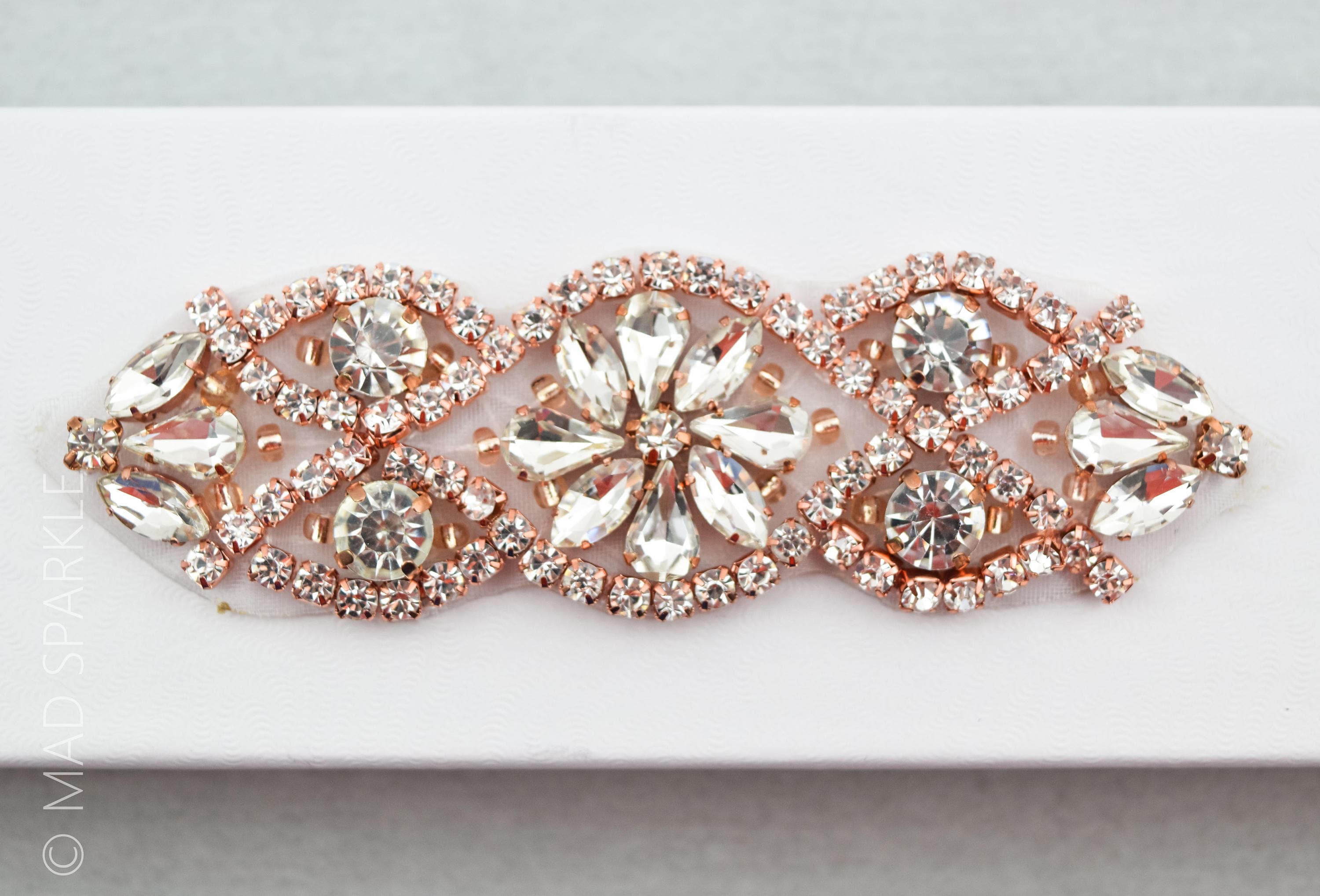 Rose Gold Rhinestone Applique Crystal Motif Hotfix Applique Etsy