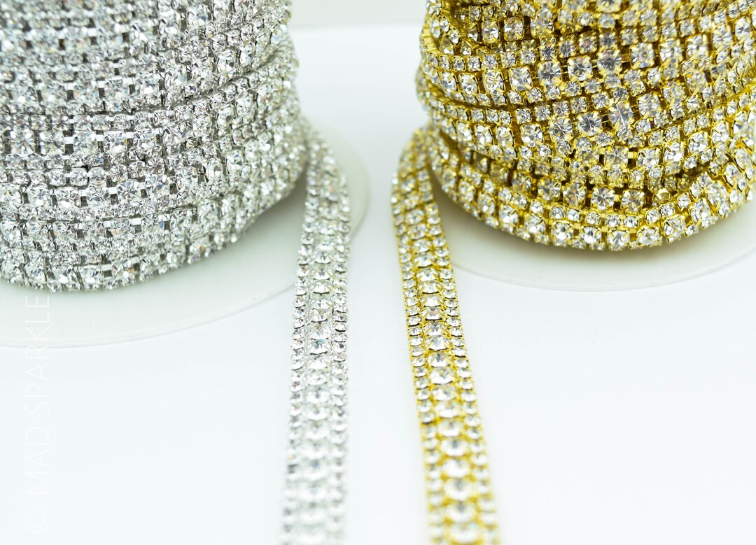 Wholesale Rhinestone Trim by the Yard, Fancy Cupchain, Thin Bridal Trim