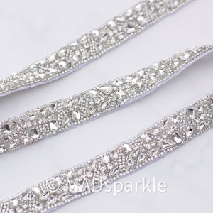 1&quot; Crystal rhinestone Trim by the yard, Hotfix Applique, bridal trim, luxury rhinestone applique, wedding beaded motif//