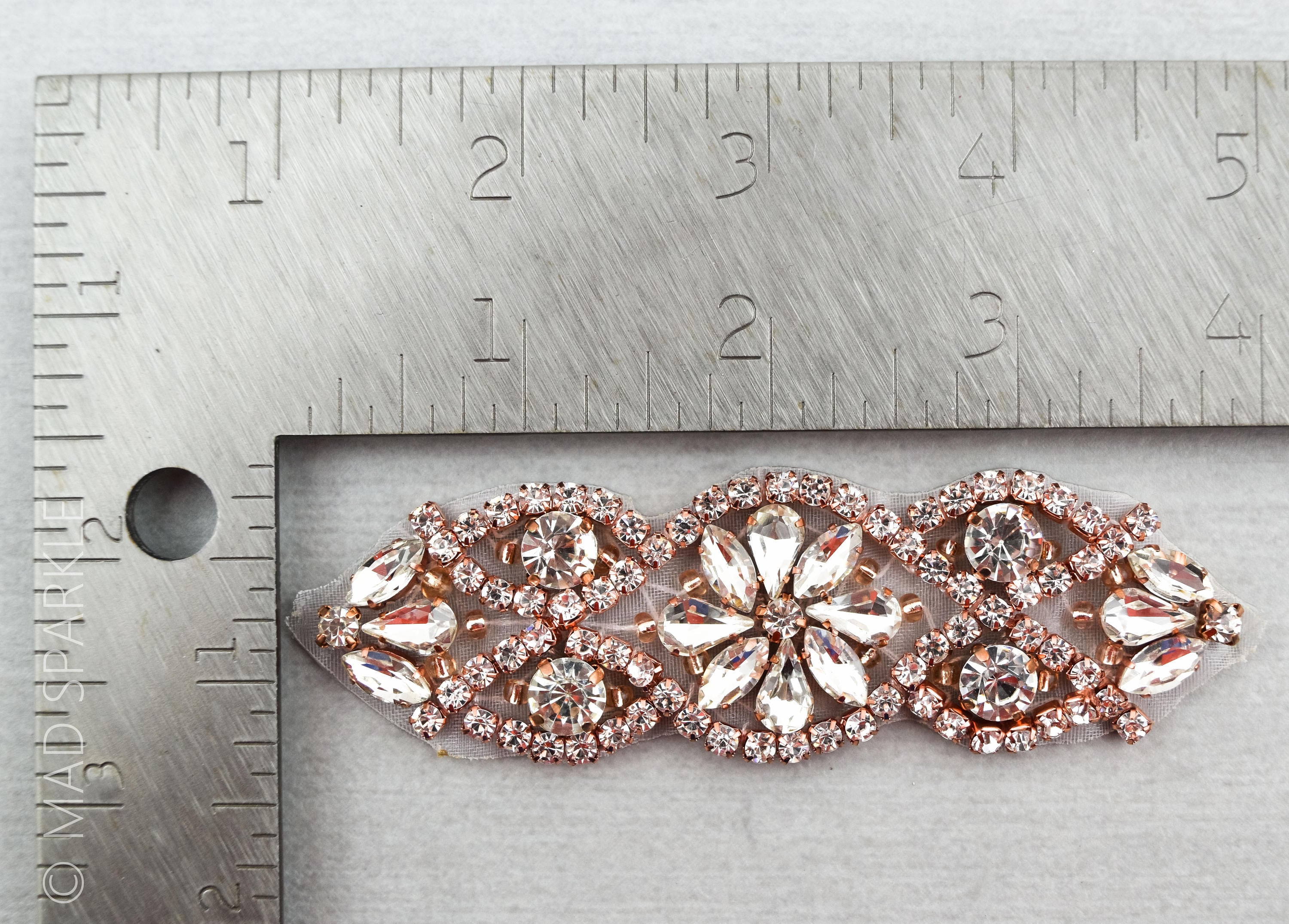 Rose Gold Rhinestone Applique Crystal Motif Hotfix Applique Etsy