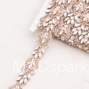 Opal Rhinestone Trim by the Yard/ Pearl Beaded Wedding Trim Applique // M008