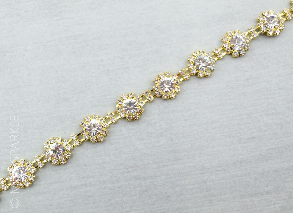 Gold Rhinestone Trim by the Yard Bridal Trim Luxury Etsy