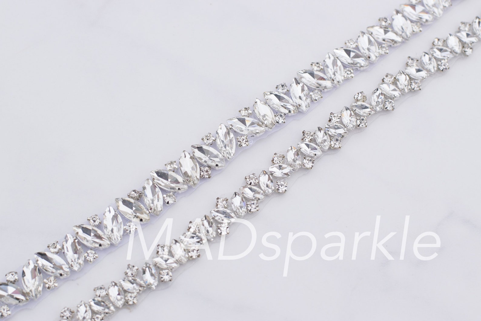 Rhinestone Trim by the Yard Thin Bridal Trim Luxury Silver Etsy