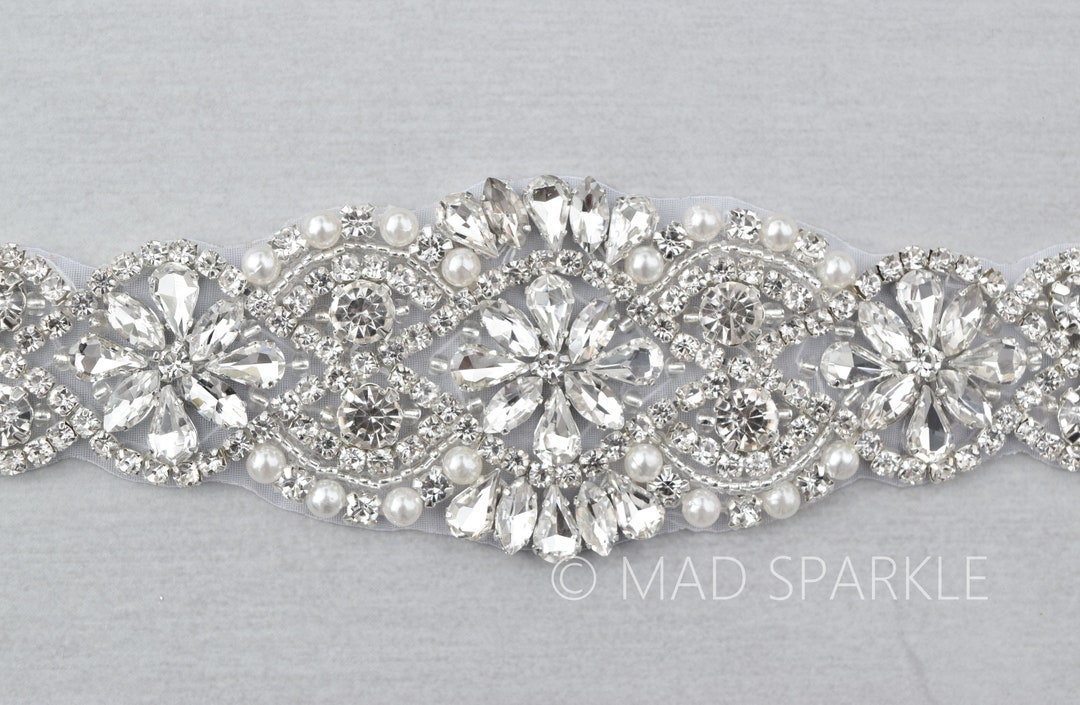Rhinestone Applique, Crystal Trim, Small Applique, Bridal Trim, Luxury