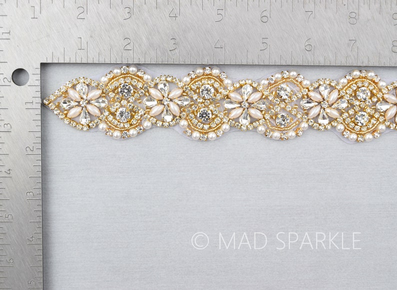 Rhinestone Pearl Applique Crystal Trim by the Yard Hotfix Etsy