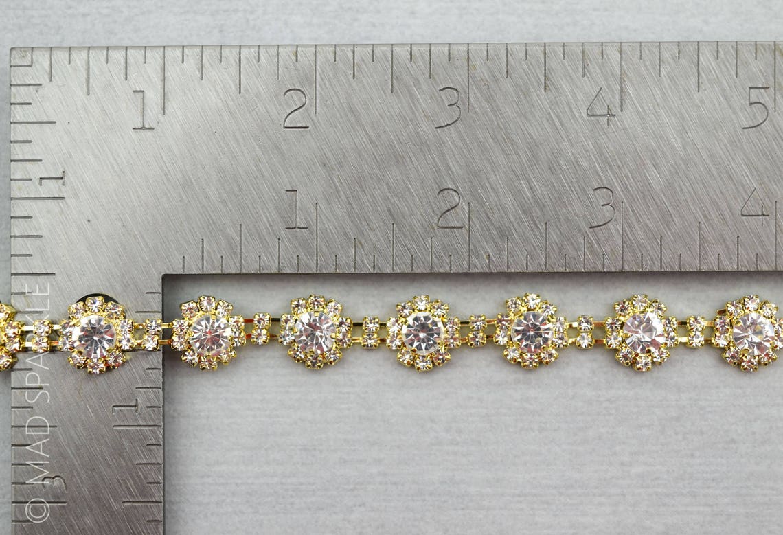 Gold Rhinestone Trim by the Yard Bridal Trim Luxury Etsy
