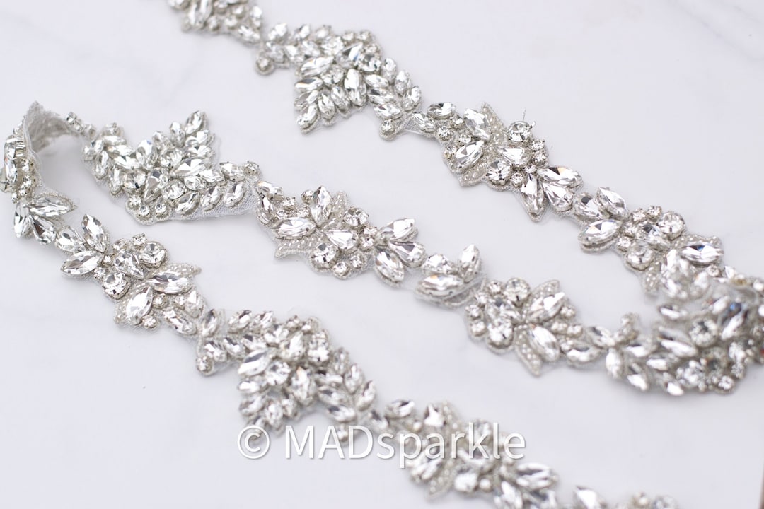 Wide Scalloped Crystal Trim by the Yard Hotfix Applique Etsy