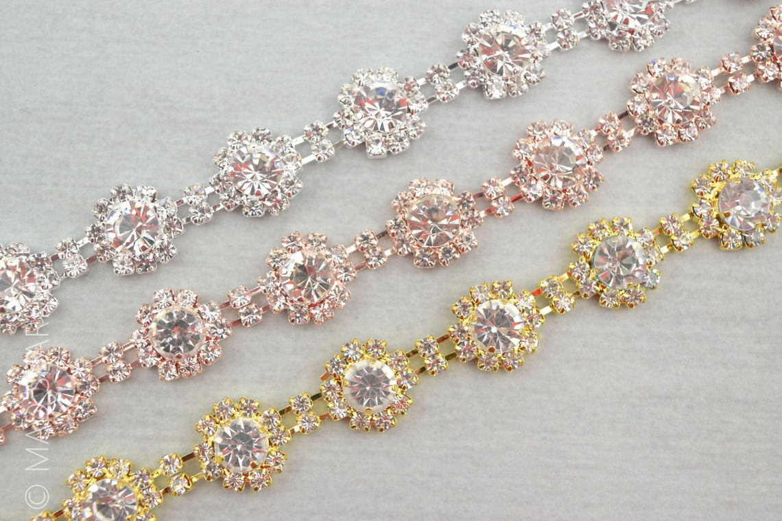 Crystal Rhinestone Trim by the Yard Fancy Cupchain Bridal Etsy
