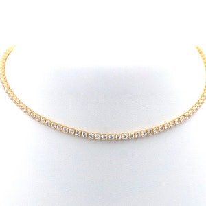 CZ Tennis Necklace, Choker // Cubic Zirconia, Sparkly, Gold or Silver // Sam Ozkural x Au Courant Jewelry