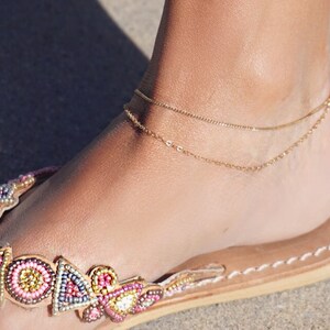 Double Layered Dainty Chain Anklet / Anklet Bracelet /  Gold Filled 14k / or Sterling Silver by, Sam Ozkural x Au Courant