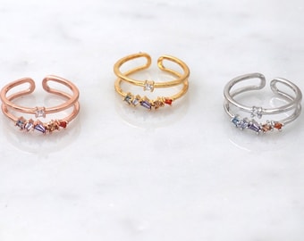 Spring Treasure Ring // Duo Band, Adjustable, Gold, Silver or Rose Gold // Sam Ozkural x Au Courant Jewelry