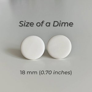 Classic White Dime-Sized Stud Earrings Minimalist Handcrafted Ear Studs for Timeless Elegance image 1