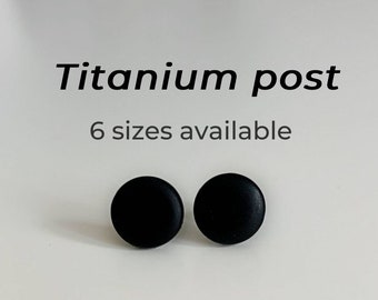 Simple studs, Titanium earrings, Matte black earring studs, Flat black studs, Contemporary studs, Everyday black studs, Hypoallergenic