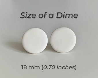 Classic White Dime-Sized Stud Earrings - Minimalist Handcrafted Ear Studs for Timeless Elegance