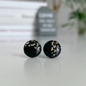 Black and silver earrings, Titanium earrings, Silver leaf earrings, Elegant silver black earrings for sensitive ears, Cute earrings for her