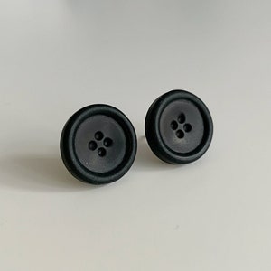 Regalo per lui, Orecchini a bottone da uomo, Ipoallergenici, Orecchini a bottone neri opachi, Orecchini neri, Orecchini rotondi, Grandi orecchini a bottone neri, Orecchini a bottone da 15 mm