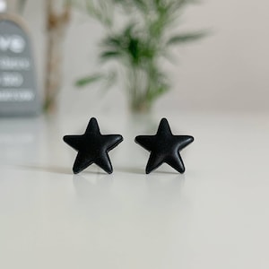 Black earrings stars, Celestial earrings, Star shaped earrings, Mens earrings black, Hypoallergenic studs, Mens studs, Star studs for him