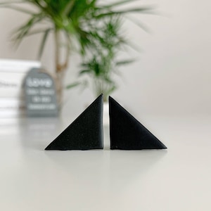 Black statement earrings, Big stud earrings triangle, Geometric black large triangle studs, Fashion earrings for her, Big triangle earrings